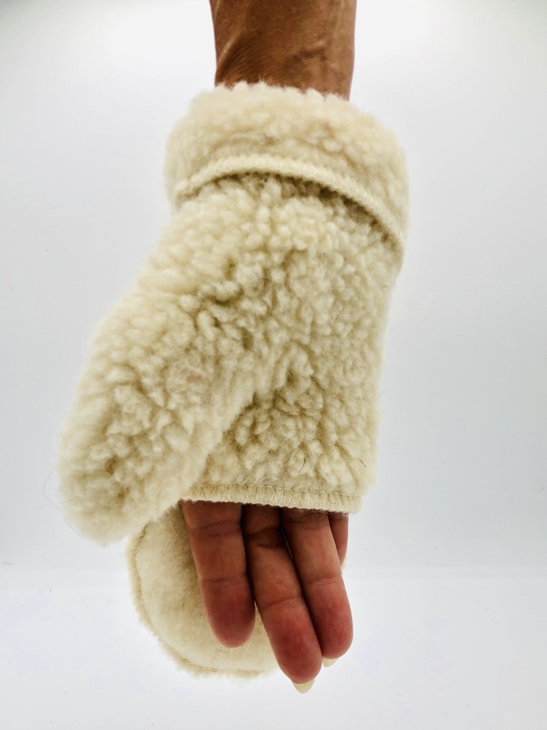 Moufles effet mouton - « Mittens hooded » 100% laine mérinos