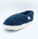 Pantoufles Bleu foncé « Siberian » effet mouton, 100% laine mérinos