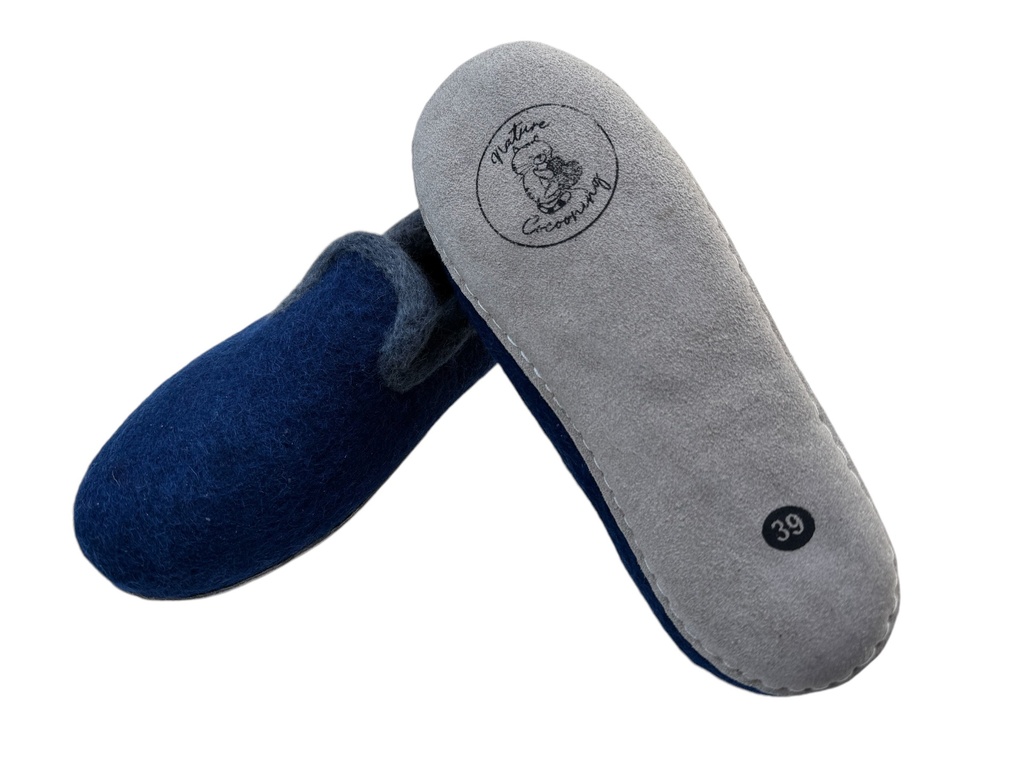 Pantoufle Bleu foncé / Gris éléphant