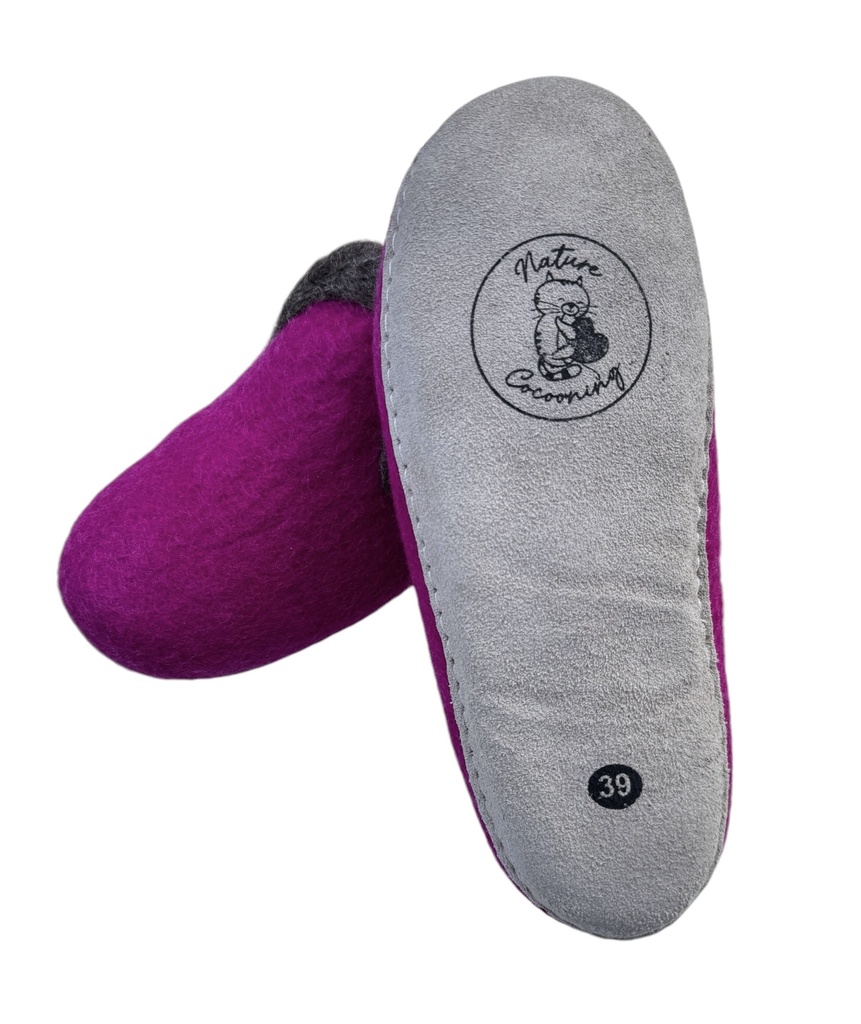Pantoufle Fushia / Taupe