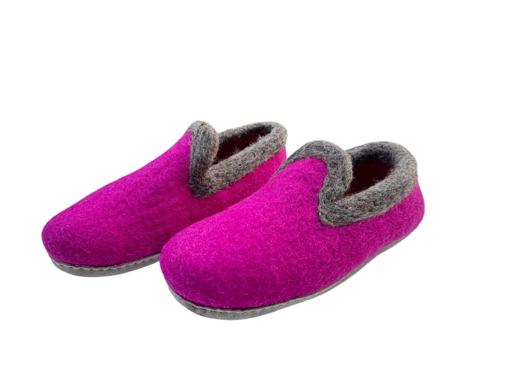 Pantoufle Fushia / Taupe