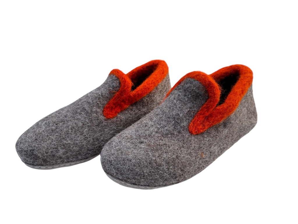 Pantoufle Taupe / Orange