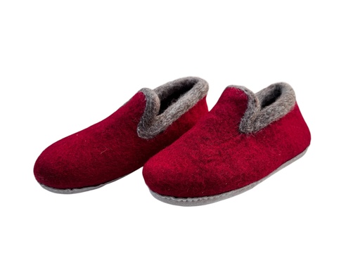 Pantoufle Rouge foncé / Taupe